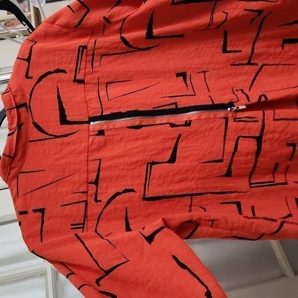 Ali Miles Artsy Art to wear Blouse XL Zipper Back Ruffle Sleeve Collegiate Lux - Picture 9 of 14